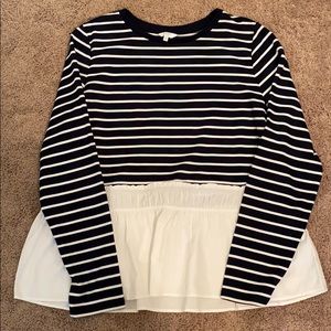 Crown & Ivy black and white striped shirt. Size XL
